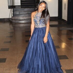 🤩GORGEOUS🤩 Halter Navy Blue Dress XS